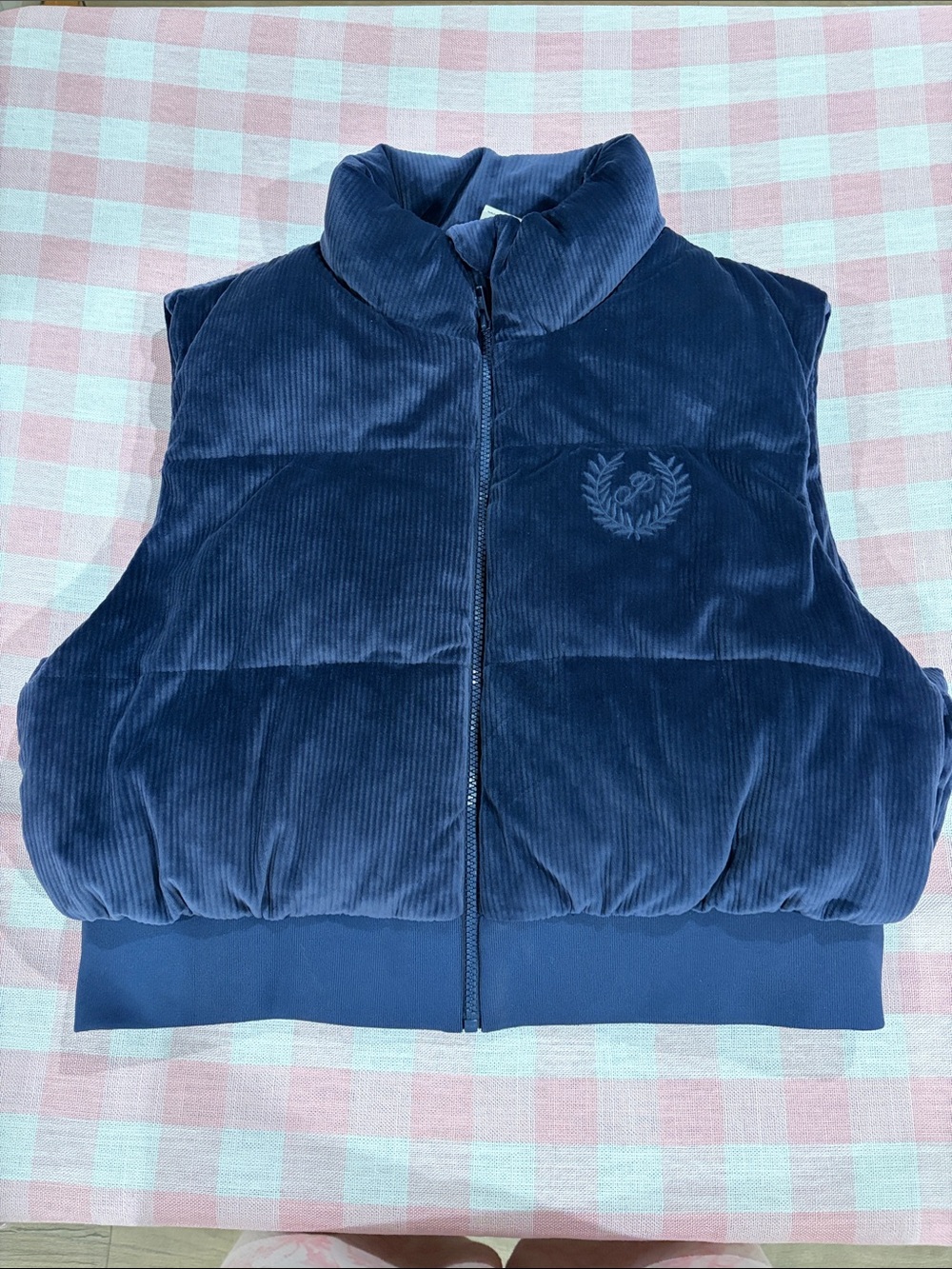 PINK Victoria's Secret Y2K Navy Corduroy Puffer Vest
